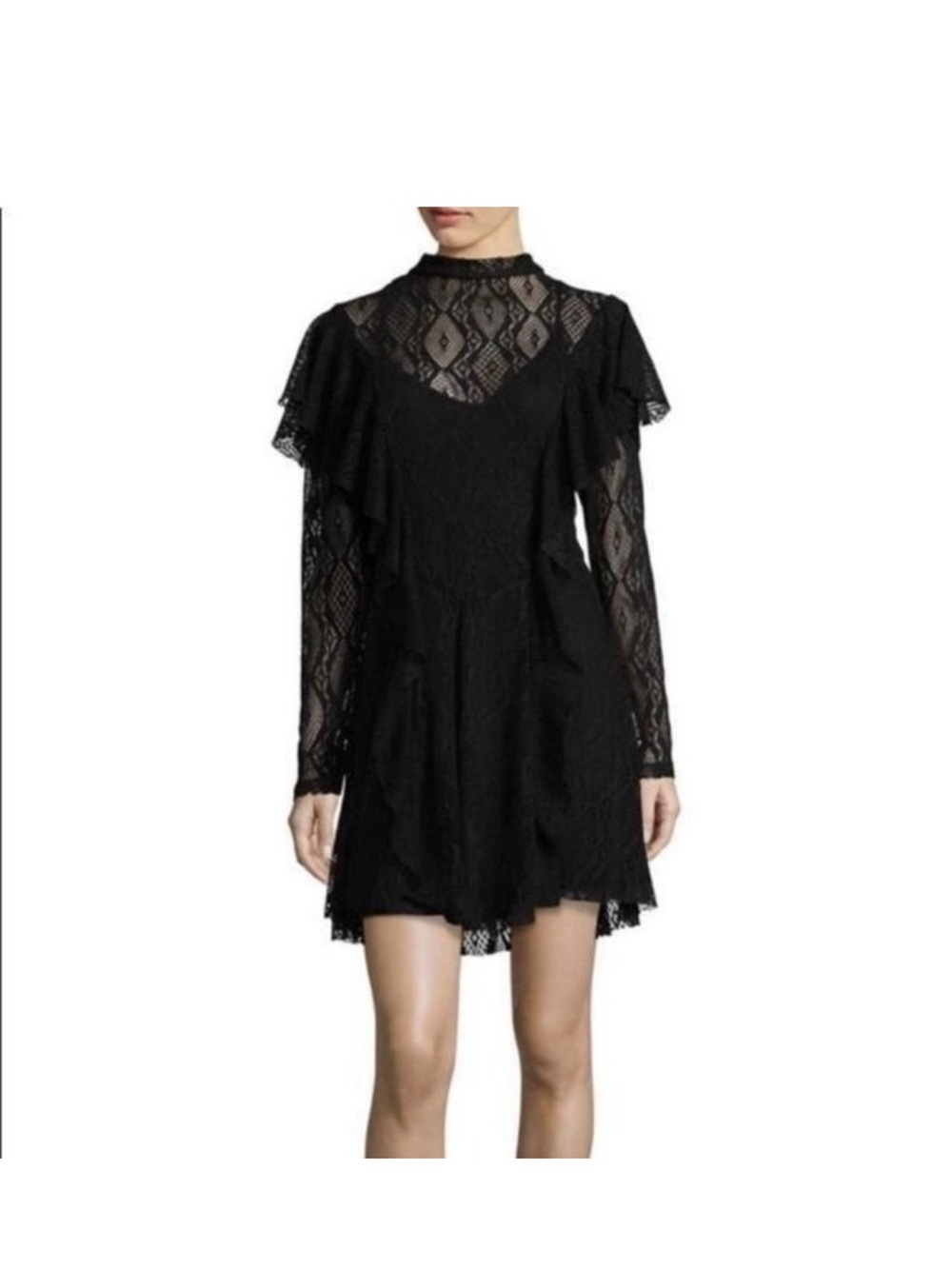 Free People Rock Candy Black Mini Dress Size Large NWT